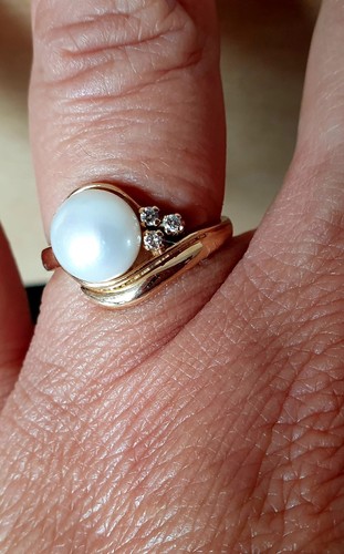 Ring mit diamanten - 3, perle